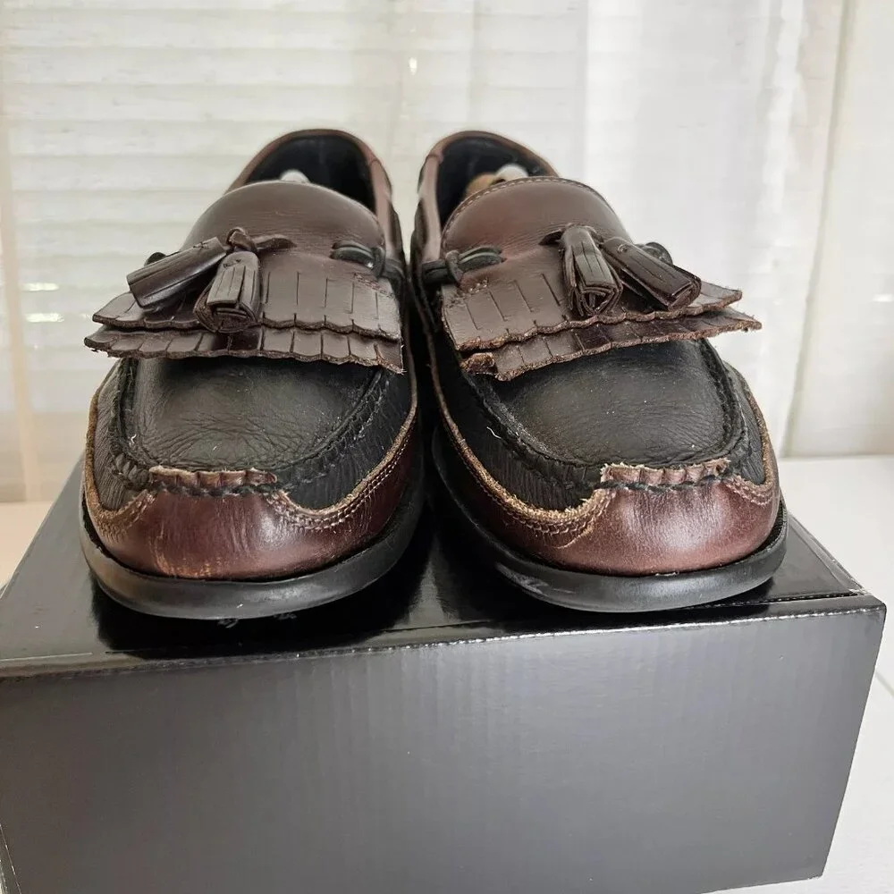 Sperry Tremont Loafers Boat Shoes Mens Size 11.5‎ M Two-Tone Brown / Black GUC!